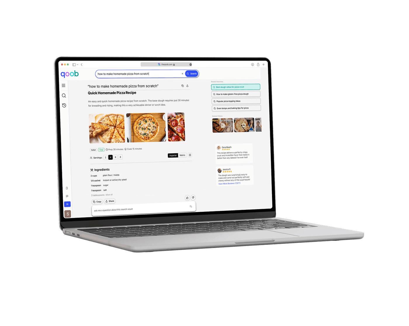 Qoob answering an everyday question on a laptop